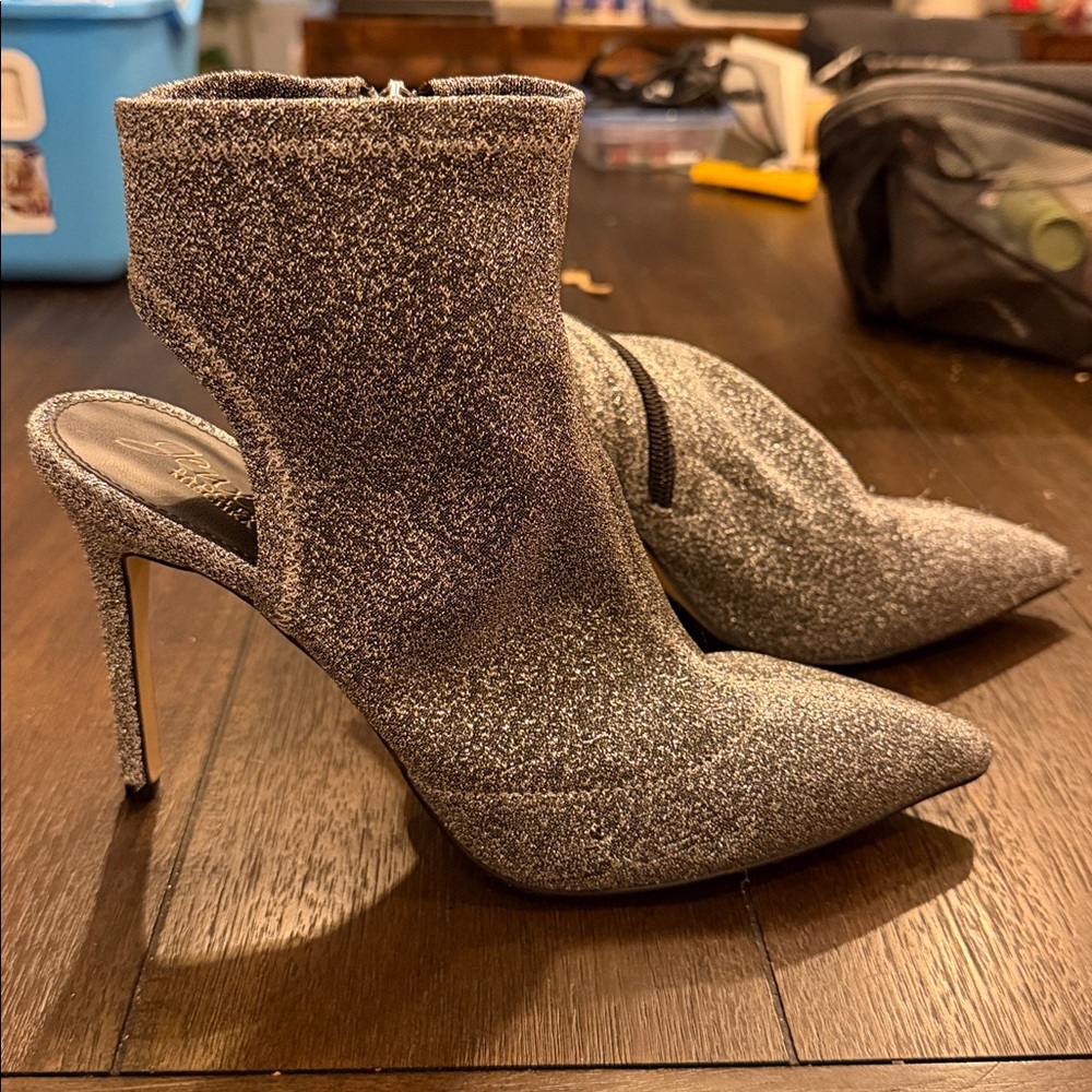 Badgley Mischka Sparkling Silver Heeled Boots